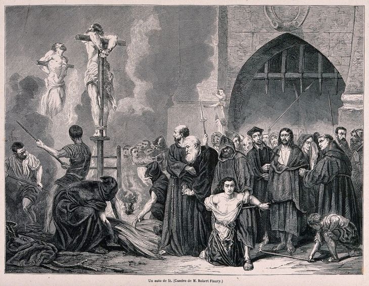 An_auto-da-fé_of_the_Spanish_Inquisition_and_the_execution_o_Wellcome_V0041892