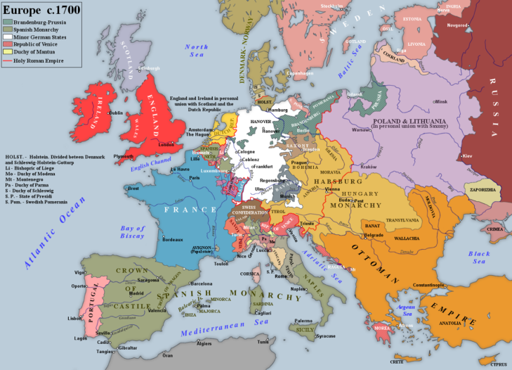 Europe_c._1700 War of the Spanish Succession